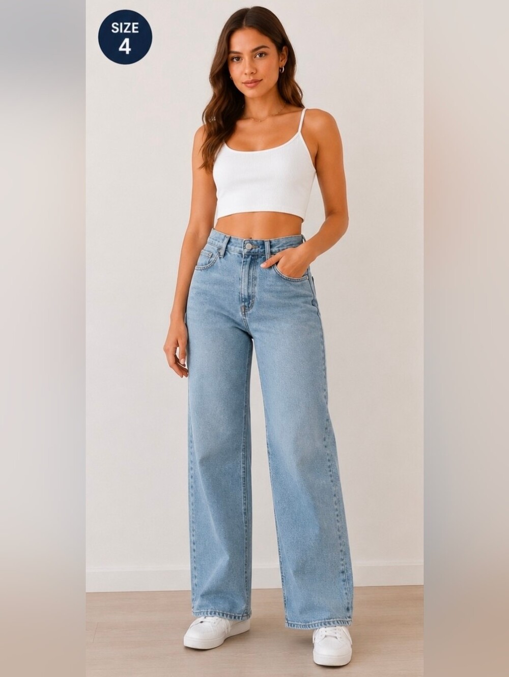 SHEIN Light Blue High-Rise Wide Leg Jeans